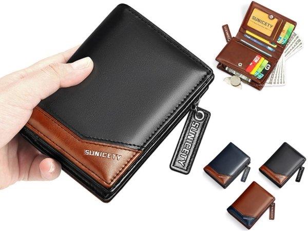 کیف پول و جاکارتی مردانه کوچک زیپ دار سانی ستی SUNICETY S3004 zipper short men's wallet